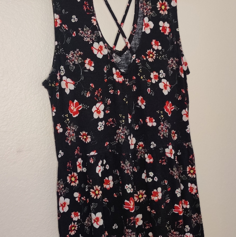 Floral Halter top with cross back detail
